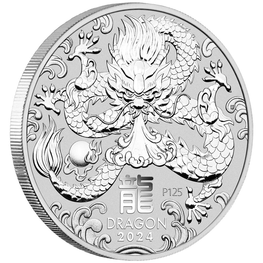 2024 Australian Lunar Series III Year of the Dragon 2oz Silver Bullion Coin