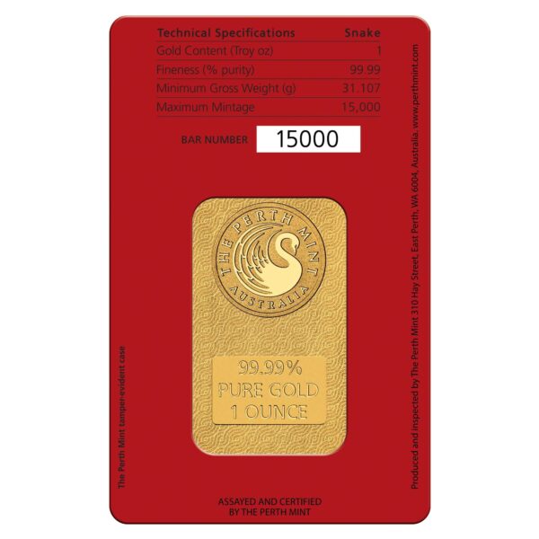 Lunar Snake 1oz Gold Minted Bar - Image 2
